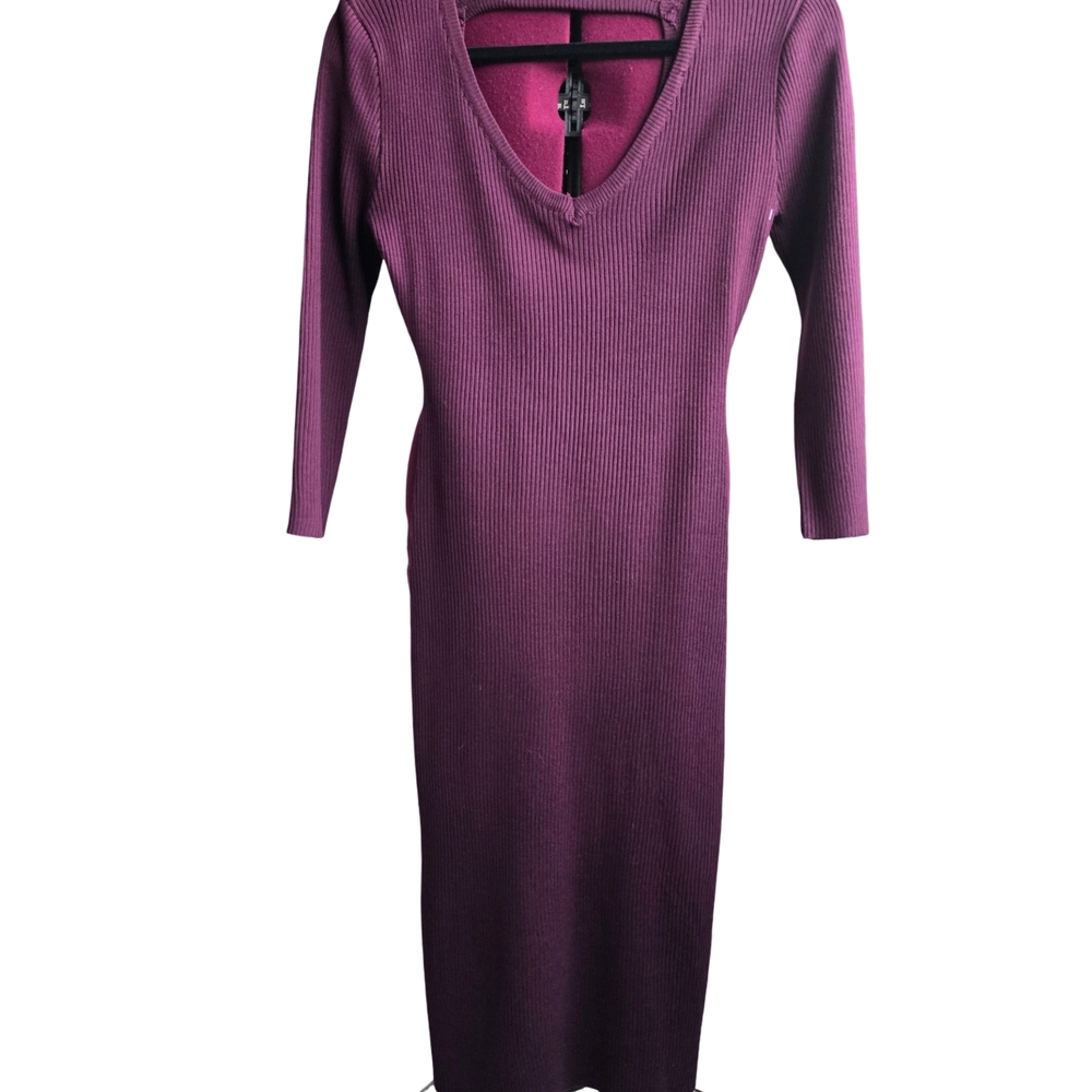 NWT No Boundaries Ribbed Knit Sweater Dress Long Sleeve V Neck Size S - Picture 4 of 6